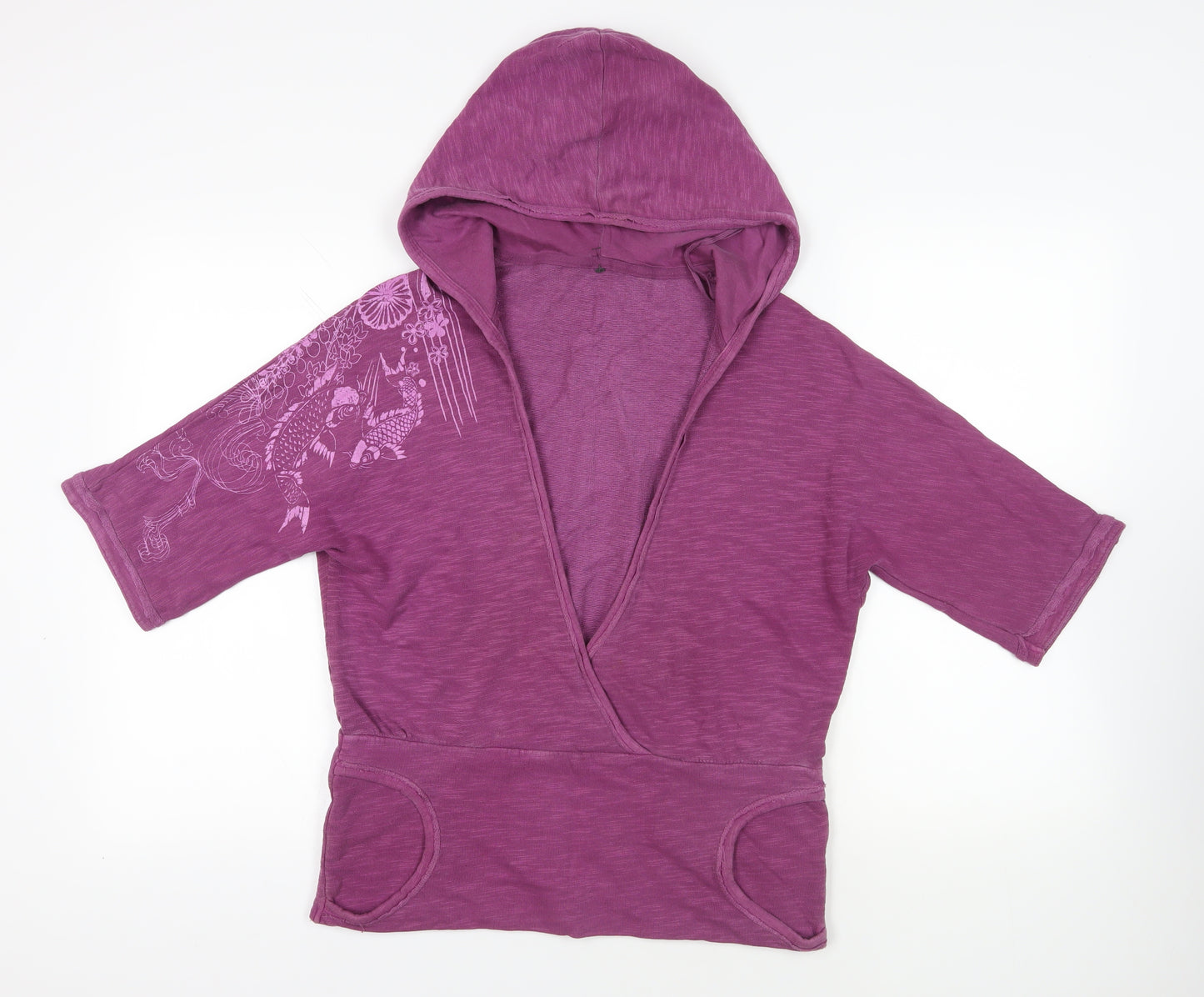 NEXT Womens Purple Cotton Pullover Hoodie Size 14 Pullover - Floral Detail