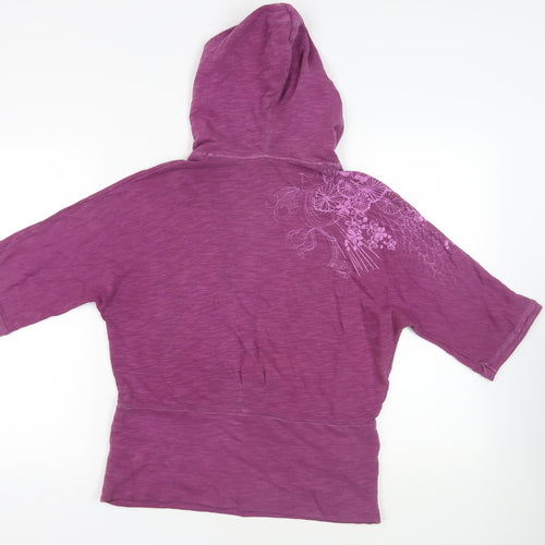 NEXT Womens Purple Cotton Pullover Hoodie Size 14 Pullover - Floral Detail