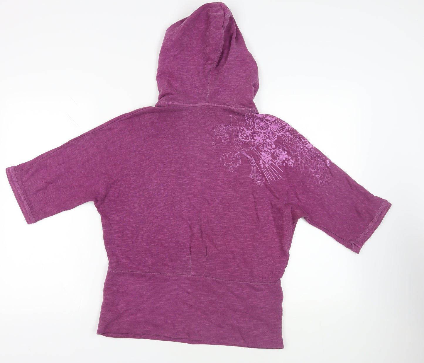 NEXT Womens Purple Cotton Pullover Hoodie Size 14 Pullover - Floral Detail