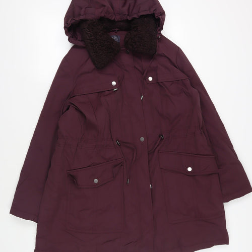 Marks and Spencer Womens Purple Parka Coat Size XL Zip - Hooded