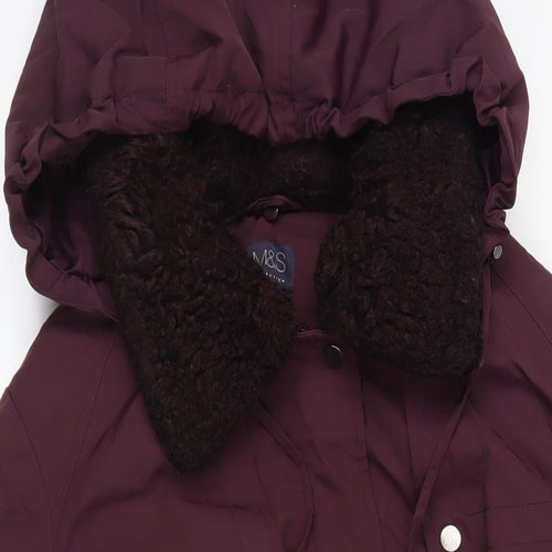 Marks and Spencer Womens Purple Parka Coat Size XL Zip - Hooded