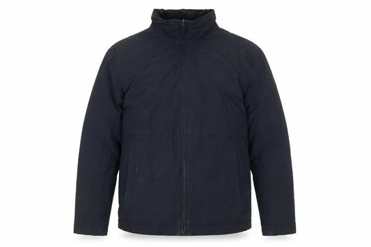 Front view of Next men’s blue jacket, size S, zip