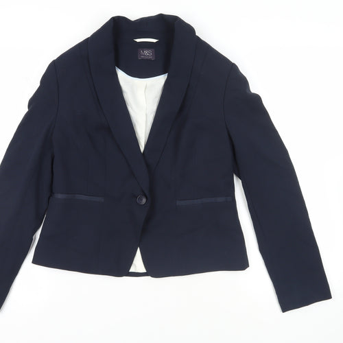 Marks and Spencer Womens Blue Jacket Blazer Size 12 Button