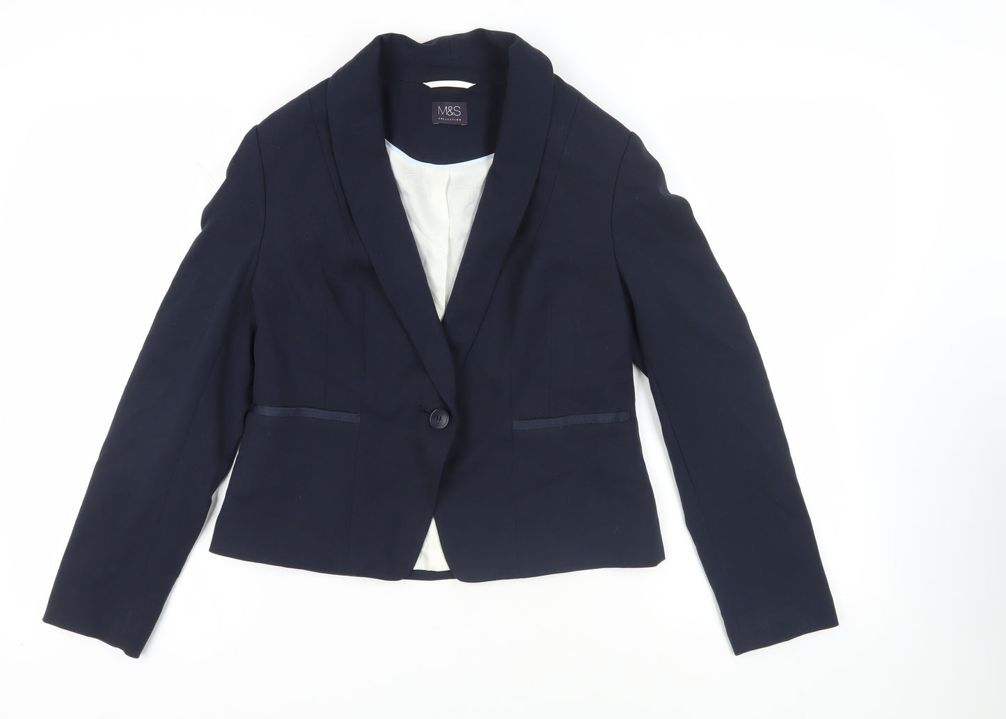 Marks and Spencer Womens Blue Jacket Blazer Size 12 Button