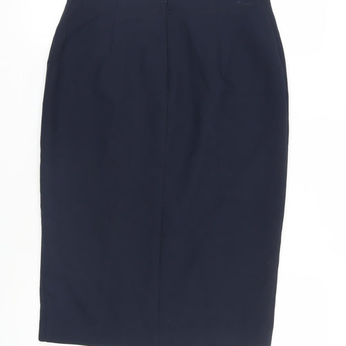 Marks and Spencer Womens Blue Polyester Straight & Pencil Skirt Size 12 Zip - Button Detail