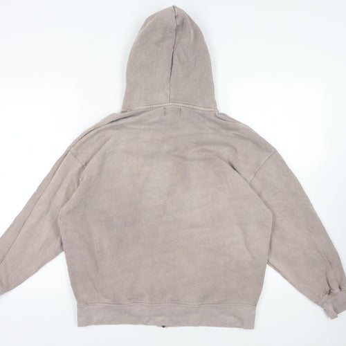 Pull&Bear Mens Grey Cotton Full Zip Hoodie Size S - Pockets