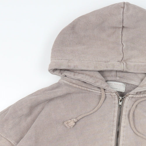 Pull&Bear Mens Grey Cotton Full Zip Hoodie Size S - Pockets