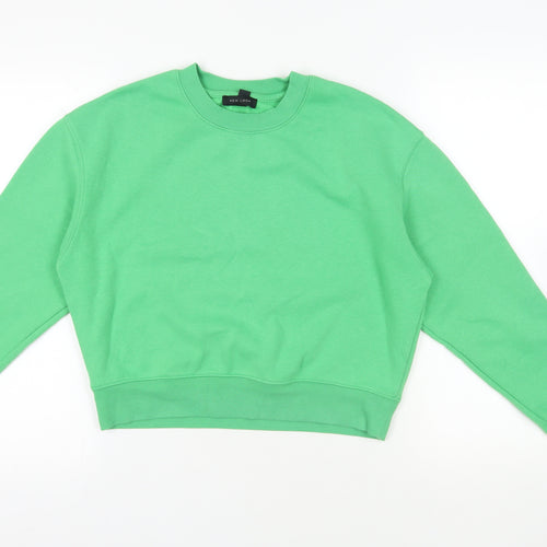 New Look Womens Green Cotton Pullover Sweatshirt Size S Pullover