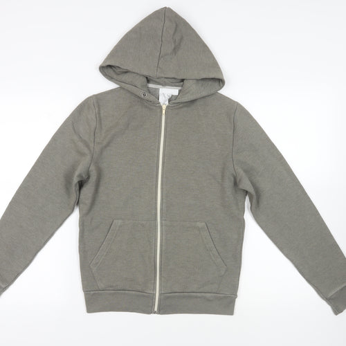 Topman Mens Grey Cotton Full Zip Hoodie Size XS - Pockets
