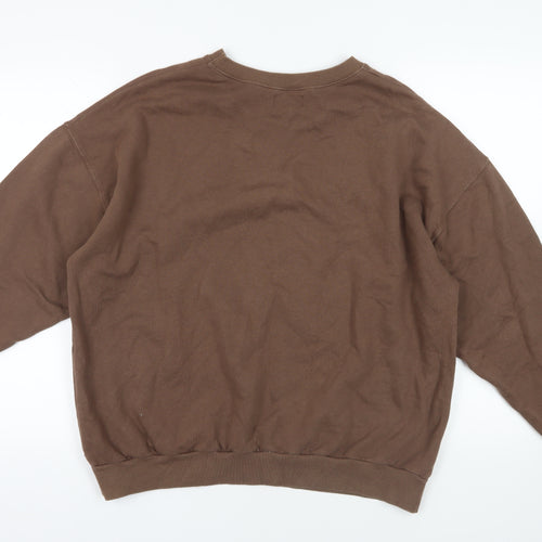 Pull&Bear Womens Brown Cotton Pullover Sweatshirt Size M Pullover - Mountains Trail