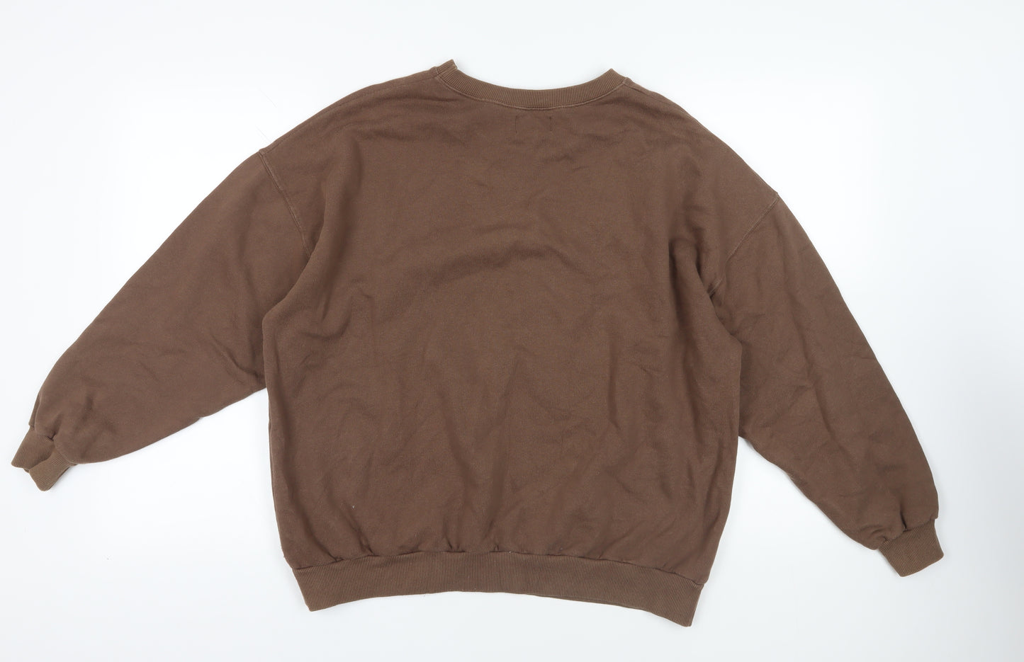 Pull&Bear Womens Brown Cotton Pullover Sweatshirt Size M Pullover - Mountains Trail