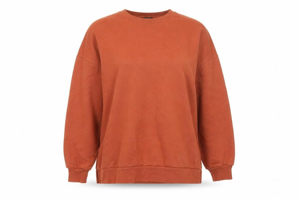 Front view of New Look women’s brown cotton pullover sweatshirt, size UK 14, pullover