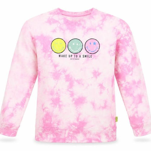 Marks and Spencer Girls Pink Geometric Cotton Pullover Sweatshirt Size 12-13 Years Pullover - Smiley World Tie-Dye