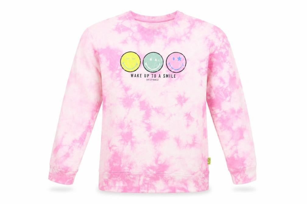 Marks and Spencer Girls Pink Geometric Cotton Pullover Sweatshirt Size 12-13 Years Pullover - Smiley World Tie-Dye
