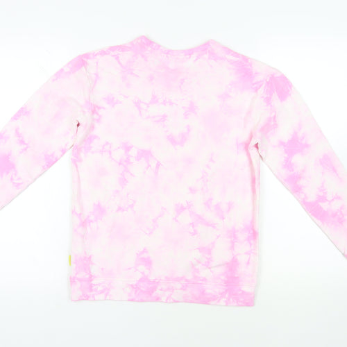 Marks and Spencer Girls Pink Geometric Cotton Pullover Sweatshirt Size 12-13 Years Pullover - Smiley World Tie-Dye
