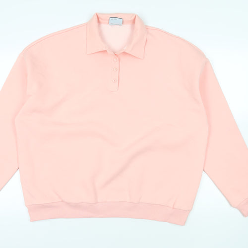 ASOS Womens Pink Cotton Pullover Sweatshirt Size 18 Button