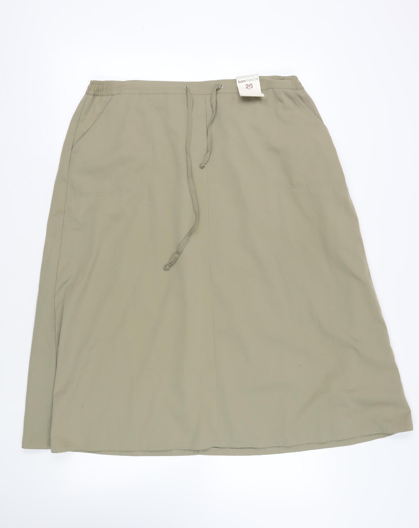 Bonmarché Womens Green Polyester A-Line Skirt Size 20 Drawstring - Pockets