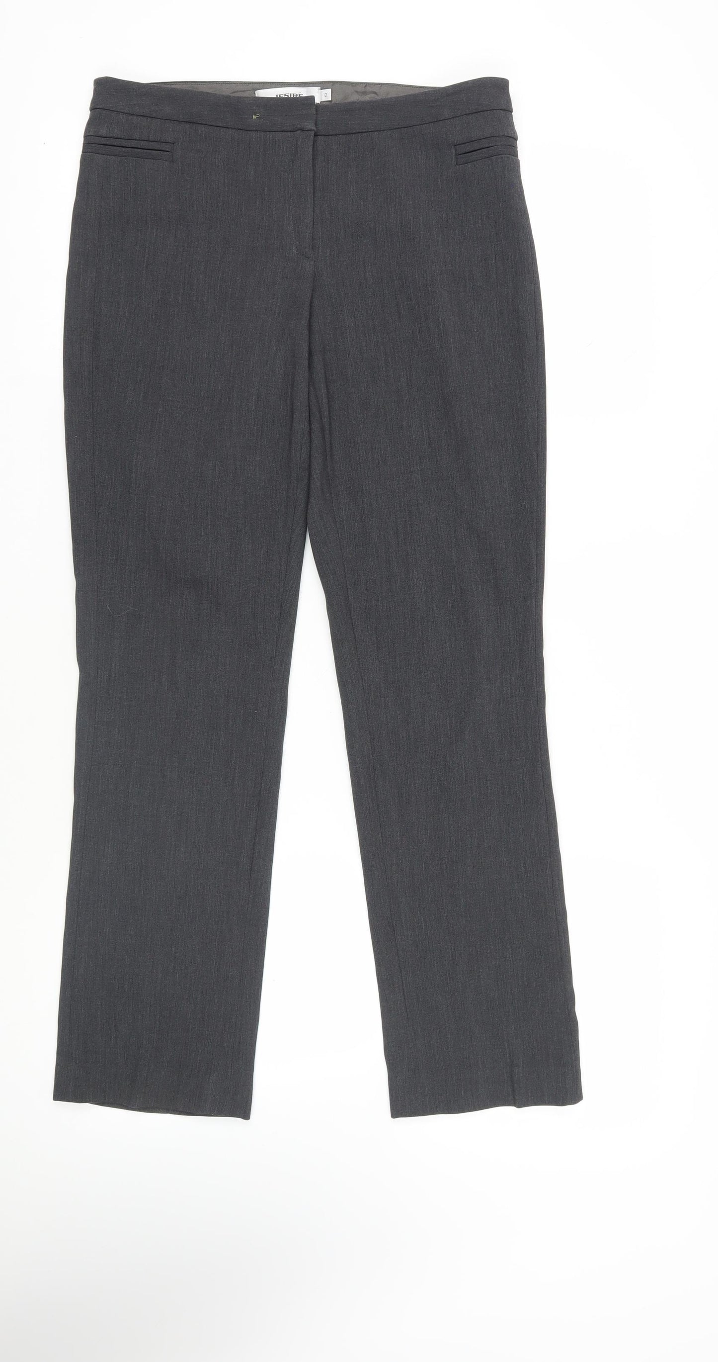 Jesiré Womens Grey Polyester Dress Pants Trousers Size 12 L30 in Regular Zip