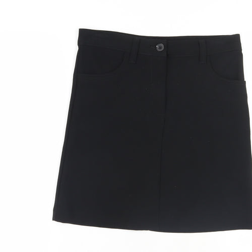 NEXT Womens Black Polyacrylate Fibre A-Line Skirt Size 10 Zip - Pockets