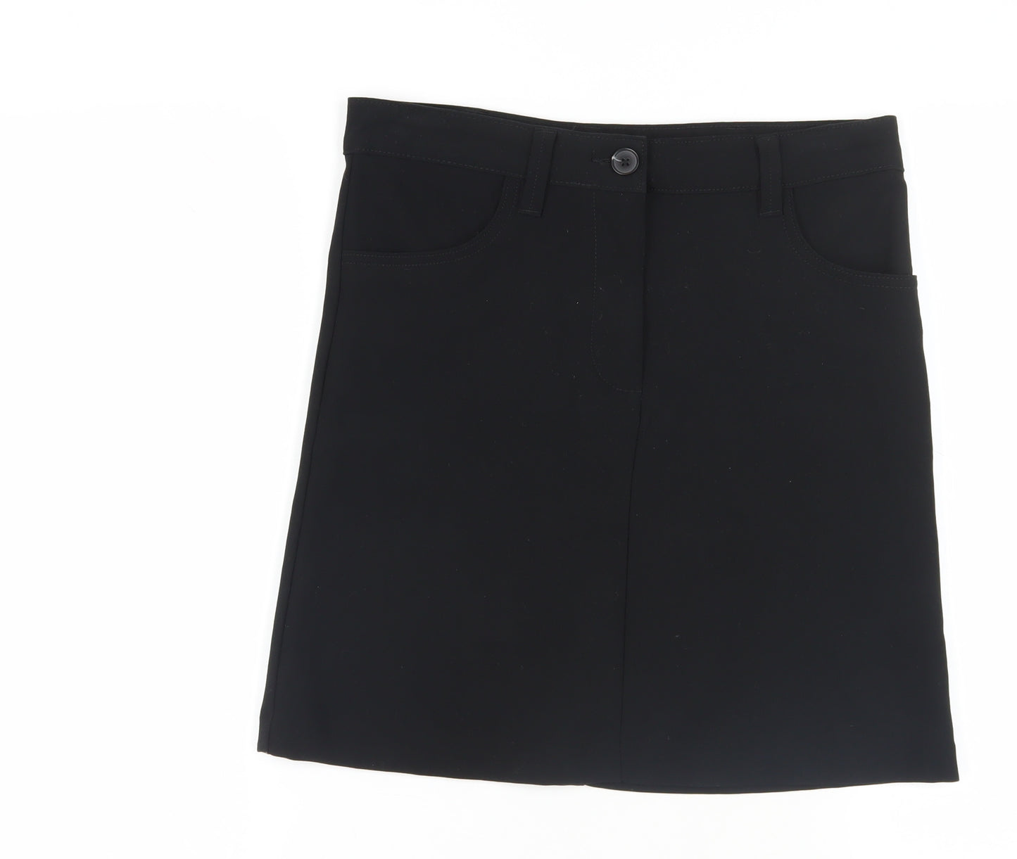 NEXT Womens Black Polyacrylate Fibre A-Line Skirt Size 10 Zip - Pockets