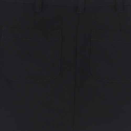 NEXT Womens Black Polyacrylate Fibre A-Line Skirt Size 10 Zip - Pockets