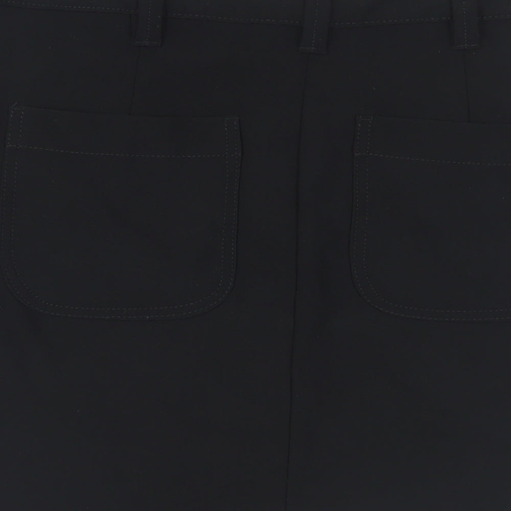 NEXT Womens Black Polyacrylate Fibre A-Line Skirt Size 10 Zip - Pockets