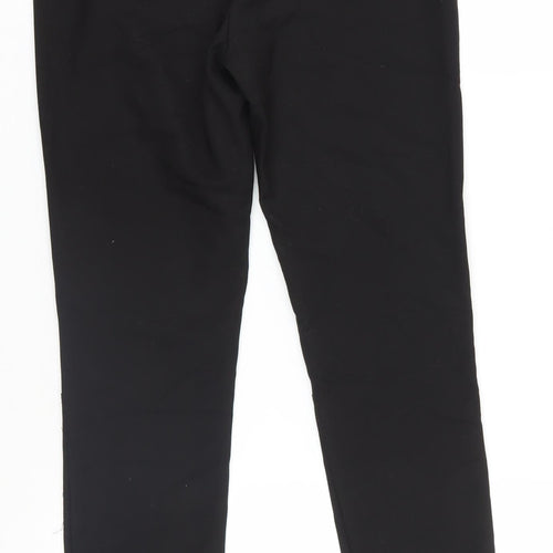 Zara Womens Black Cotton Trousers Size M L29 in Regular Zip - Zip Detail