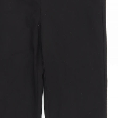 Zara Womens Black Cotton Trousers Size M L29 in Regular Zip - Zip Detail