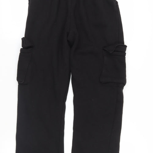 Boohoo Womens Black Cotton Jogger Trousers Size S L28 in Regular Drawstring - Elasticated Waist Cargo