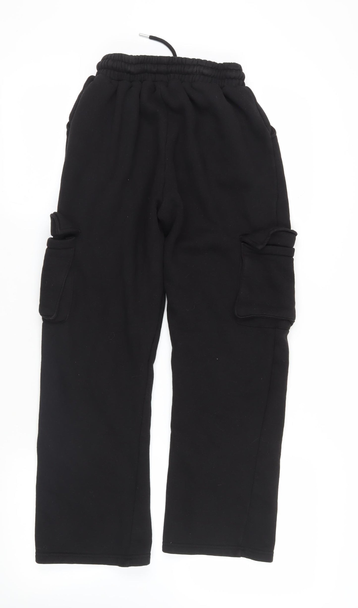 Boohoo Womens Black Cotton Jogger Trousers Size S L28 in Regular Drawstring - Elasticated Waist Cargo