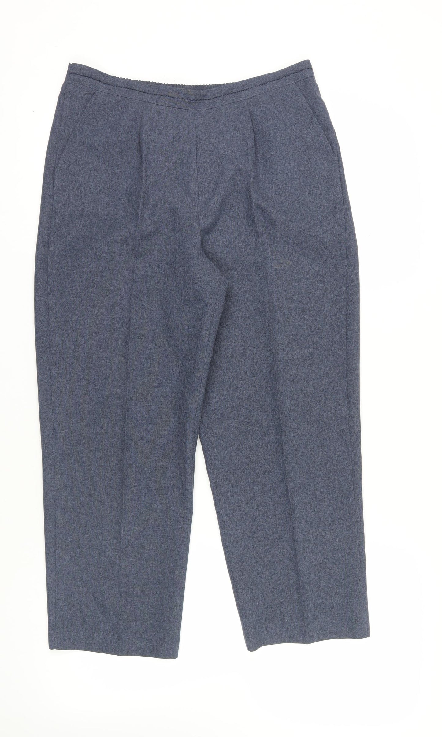 Bonmarché Womens Blue Polyester Trousers Size 12 L25 in Regular - Elasticated Waist