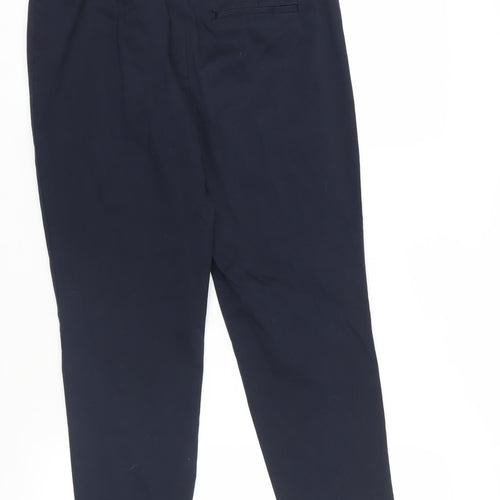 Marks and Spencer Womens Blue Cotton Chino Trousers Size 12 L25 in Regular Zip - Short Lenght