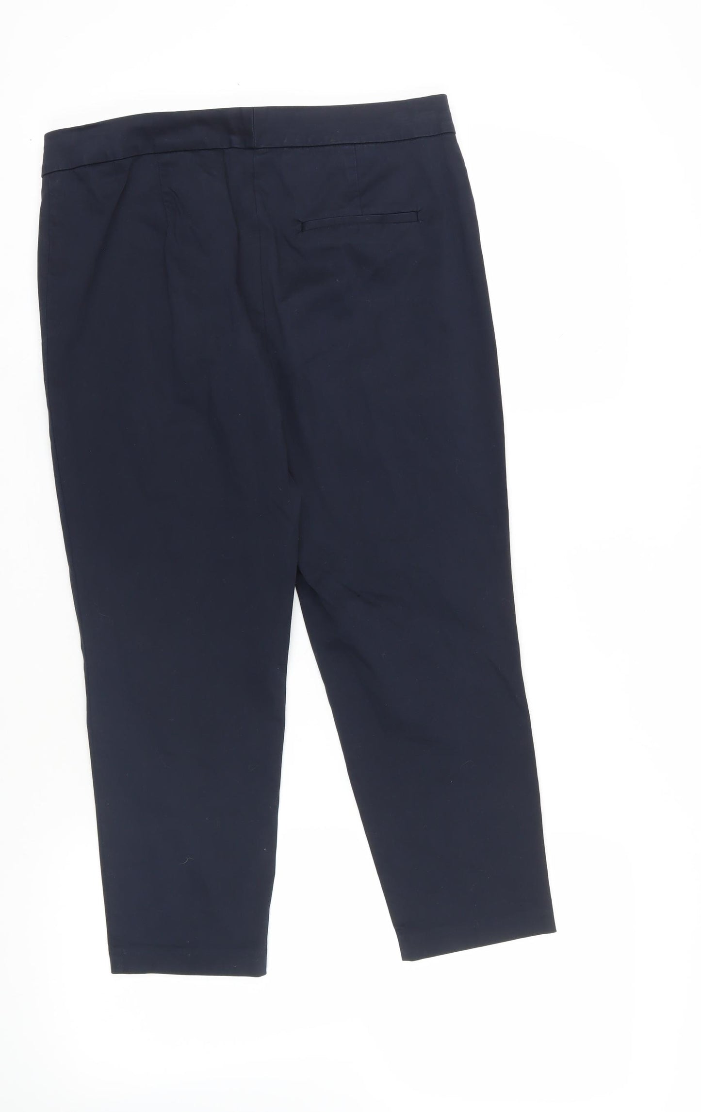 Marks and Spencer Womens Blue Cotton Chino Trousers Size 12 L25 in Regular Zip - Short Lenght