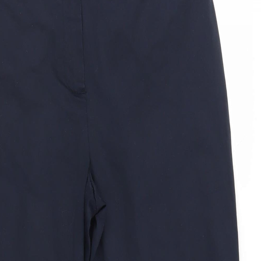 Marks and Spencer Womens Blue Cotton Chino Trousers Size 12 L25 in Regular Zip - Short Lenght