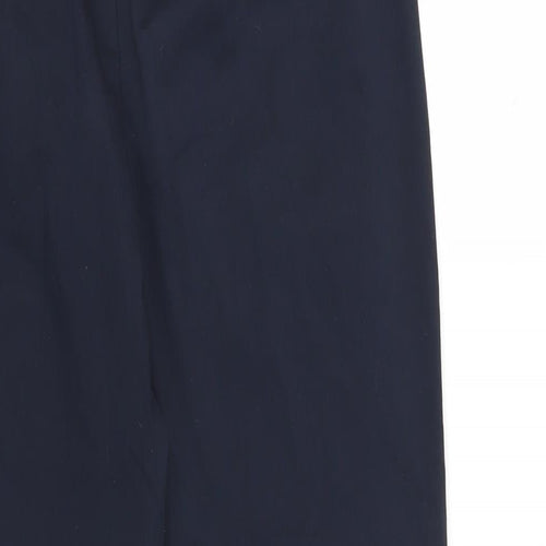 Marks and Spencer Womens Blue Cotton Chino Trousers Size 12 L25 in Regular Zip - Short Lenght