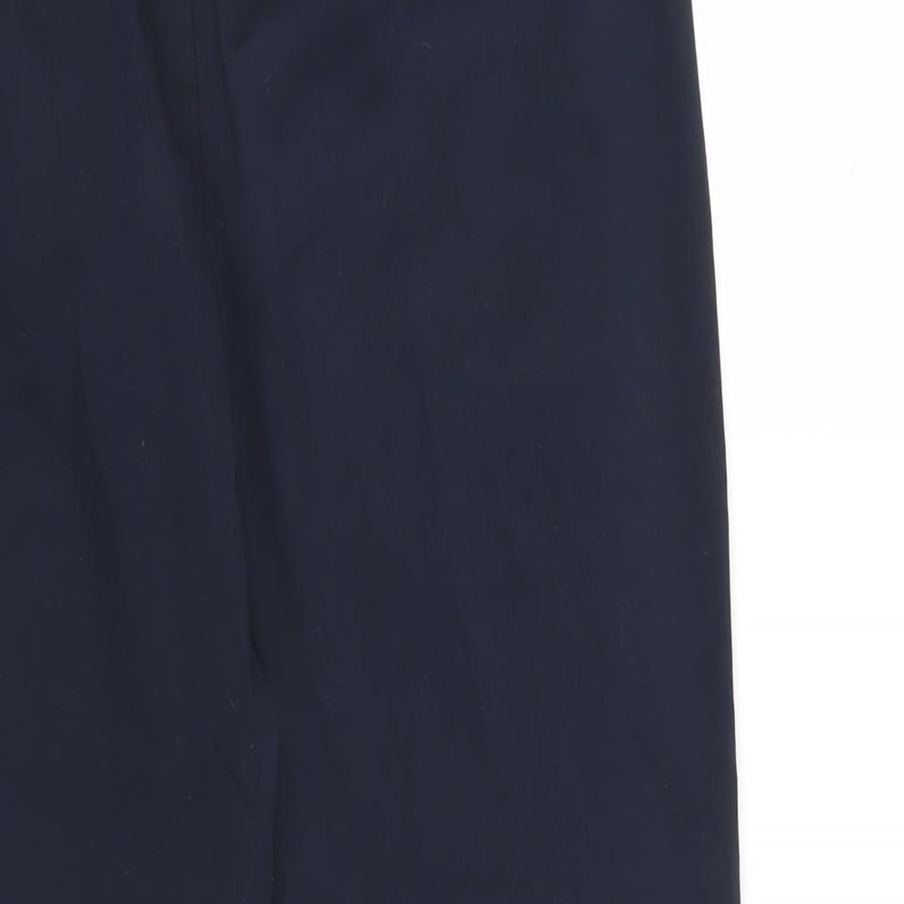 Marks and Spencer Womens Blue Cotton Chino Trousers Size 12 L25 in Regular Zip - Short Lenght