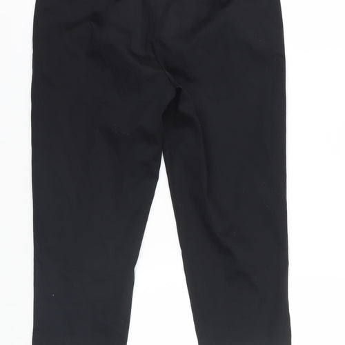 Marks and Spencer Womens Black Cotton Cropped Trousers Size 12 L21 in Regular Zip