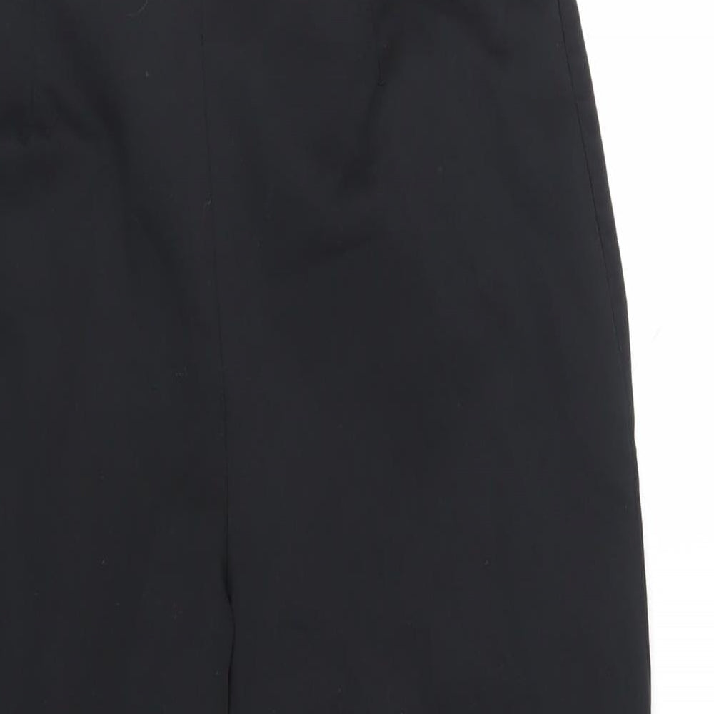 Marks and Spencer Womens Black Cotton Cropped Trousers Size 12 L21 in Regular Zip