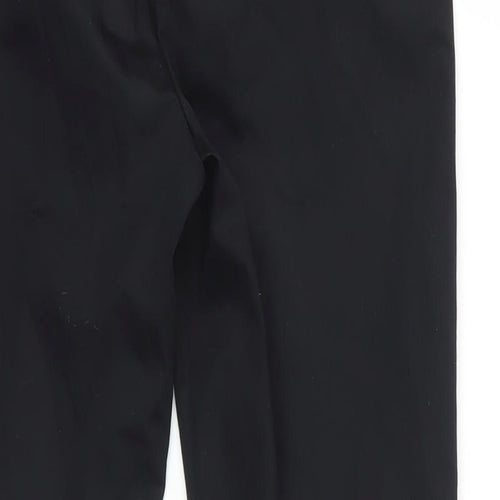 Marks and Spencer Womens Black Cotton Cropped Trousers Size 12 L21 in Regular Zip