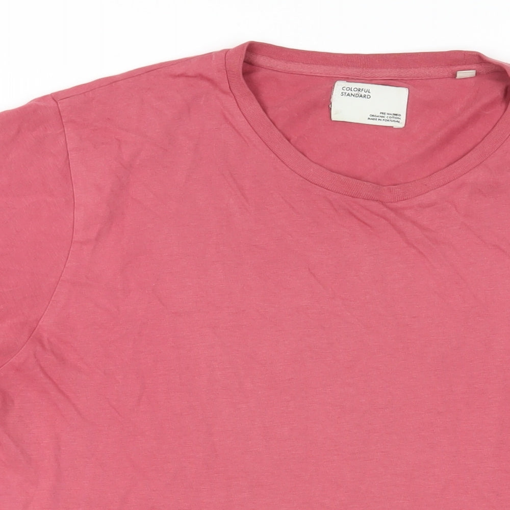 Colorful standard Mens Pink Cotton T-Shirt Size M Crew Neck