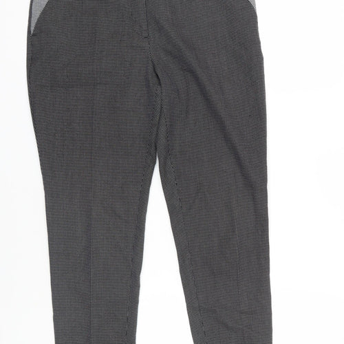 Marks and Spencer Womens Black Geometric Polyester Chino Trousers Size 12 L26 in Regular Zip