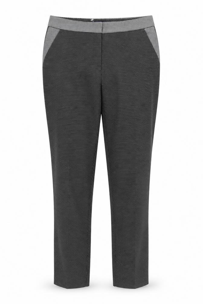 Marks and Spencer Womens Black Geometric Polyester Chino Trousers Size 12 L26 in Regular Zip
