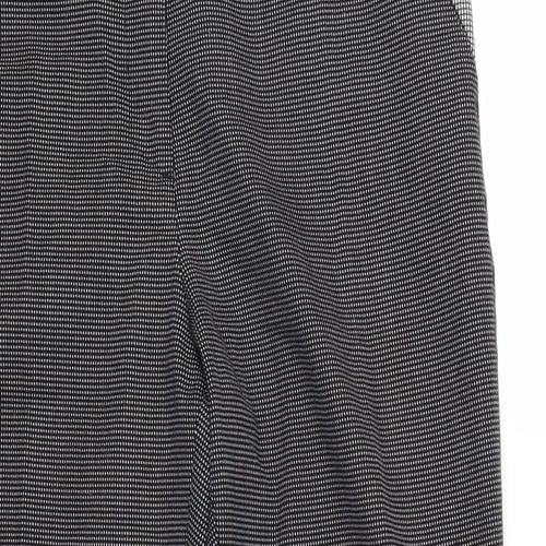 Marks and Spencer Womens Black Geometric Polyester Chino Trousers Size 12 L26 in Regular Zip