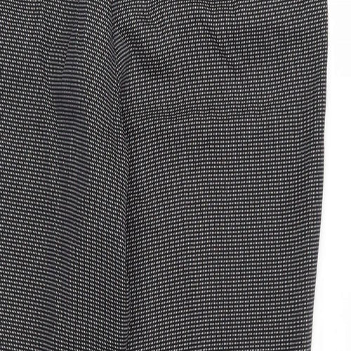 Marks and Spencer Womens Black Geometric Polyester Chino Trousers Size 12 L26 in Regular Zip