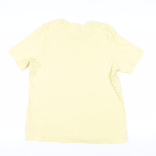 Marks and Spencer Womens Yellow Cotton Basic T-Shirt Size 22 Crew Neck