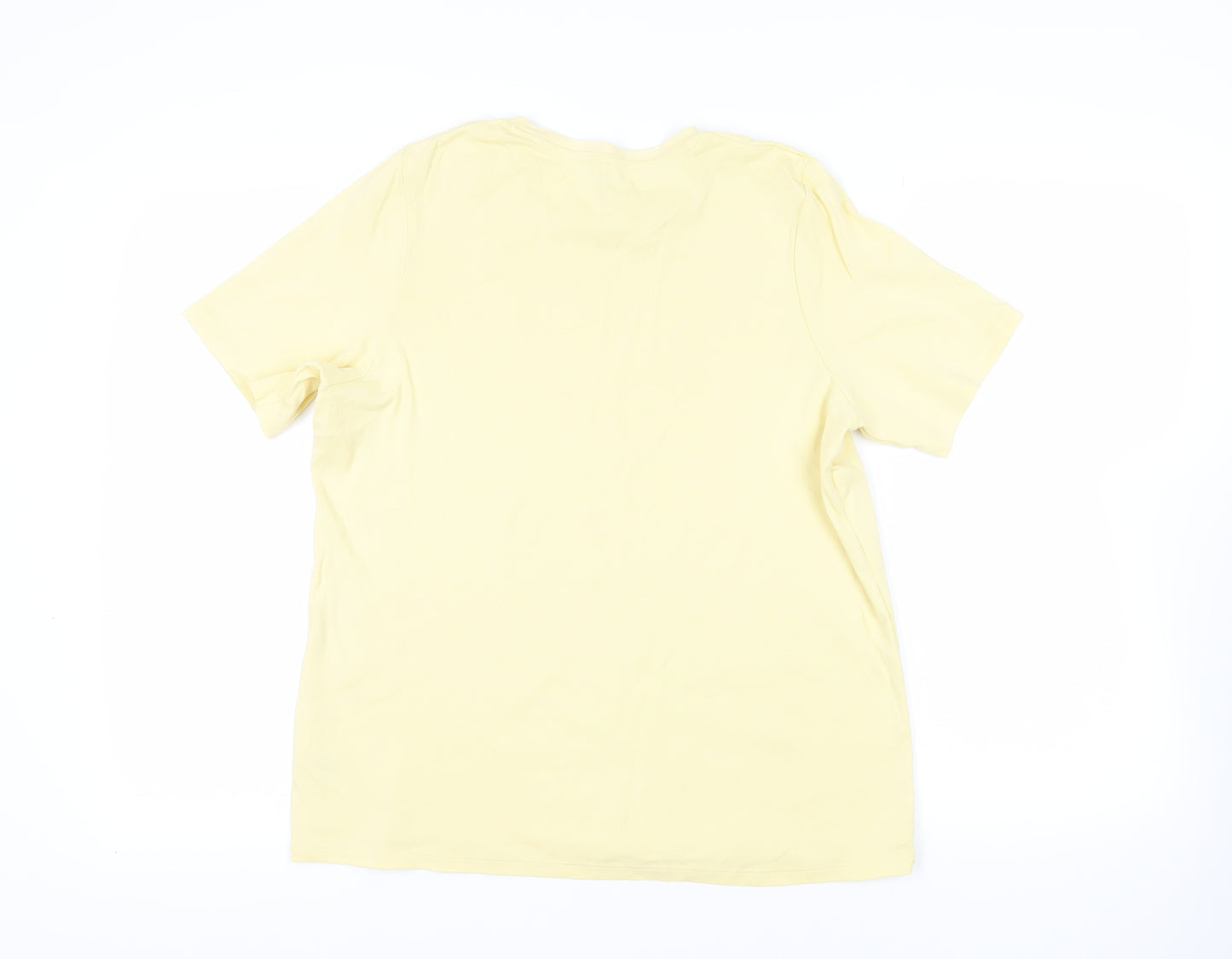 Marks and Spencer Womens Yellow Cotton Basic T-Shirt Size 22 Crew Neck