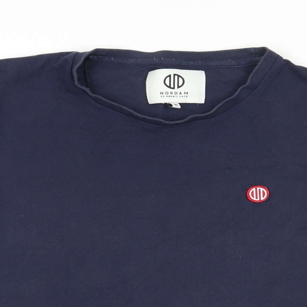 Nordam Mens Blue Cotton T-Shirt Size M Crew Neck - Logo