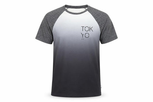 Front view of Burton men’s grey polyester t-shirt, size S, crew neck - tokyo japan