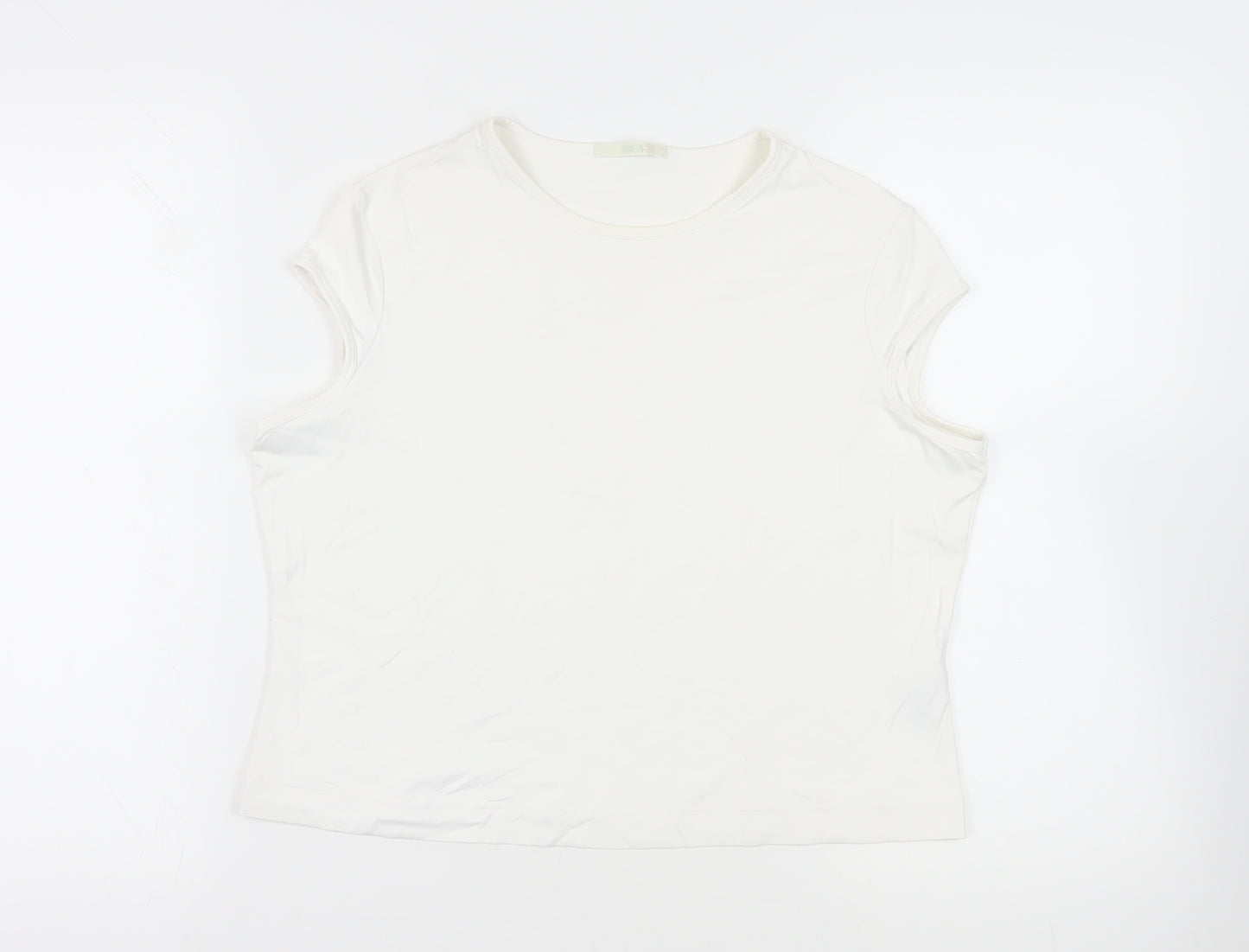 Marks and Spencer Womens White Polyamide Basic T-Shirt Size 20 Crew Neck