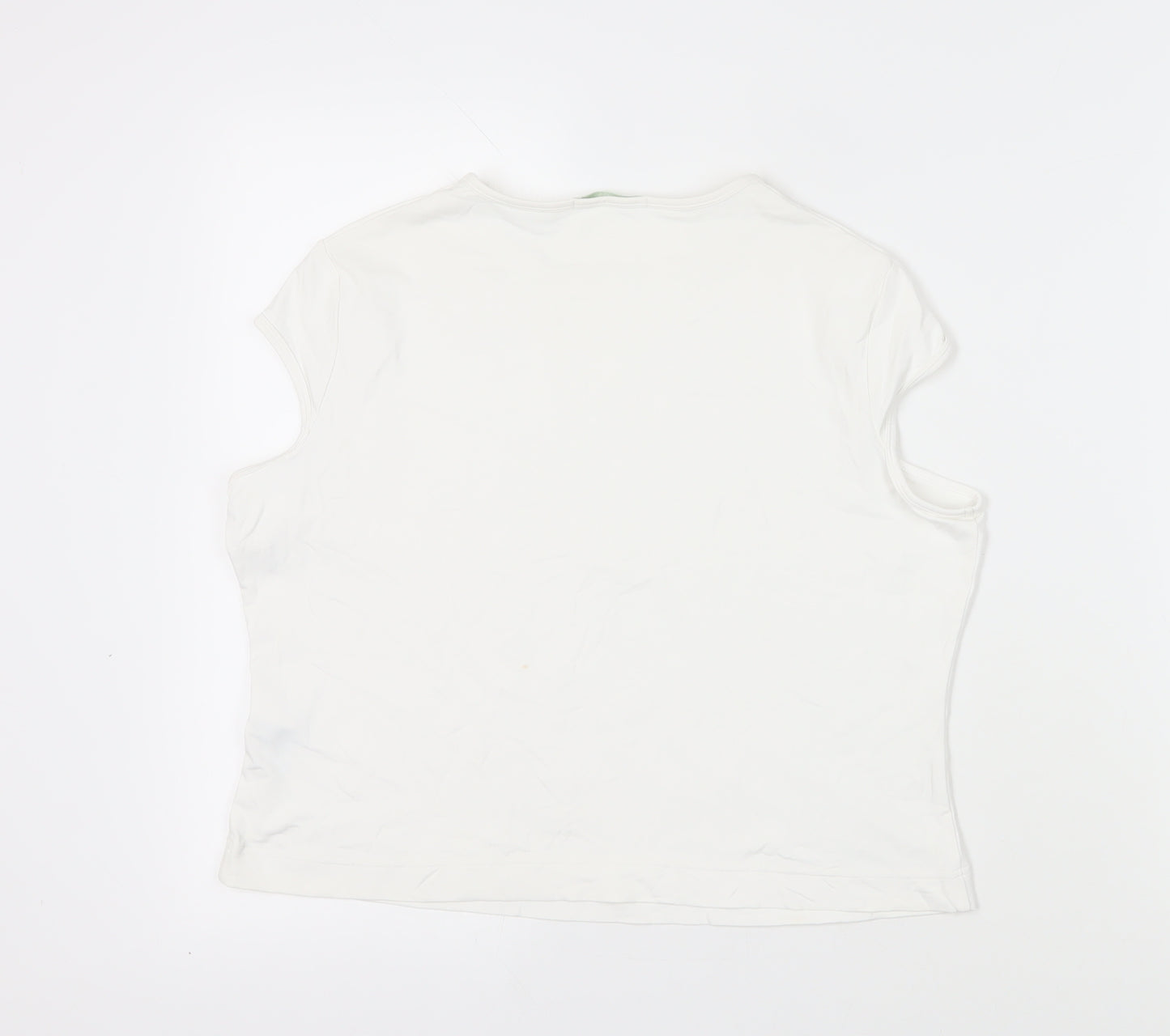 Marks and Spencer Womens White Polyamide Basic T-Shirt Size 20 Crew Neck